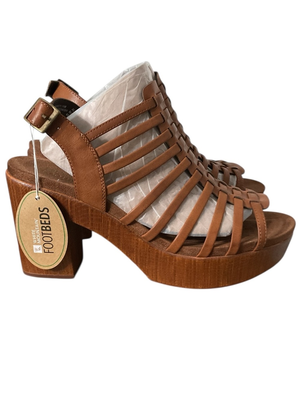 White Mountain “Astonish” Woven Platform Sandals RT $85